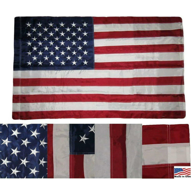 Sewn Stripes American Flag USA2x3 ftPOLE SLEEVE Embroidered Stars G128